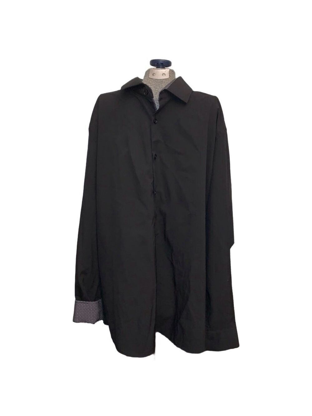 Men's TOM BAINE Black Slim Fit Dress Shirt Neck 17.5